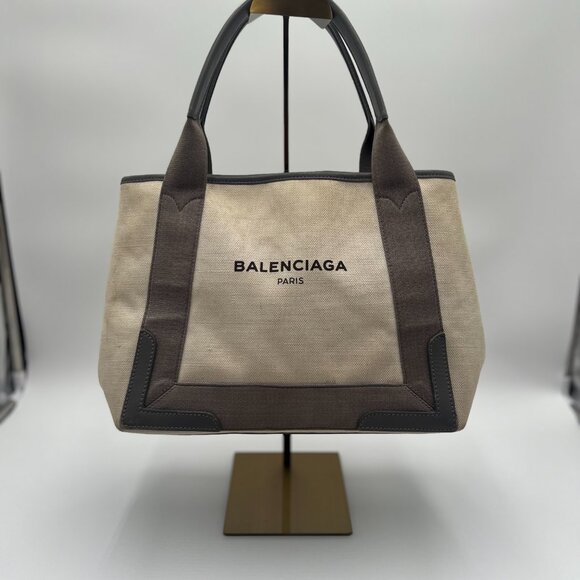 Balenciaga Canvas Grey Cabas Tote Bag - Picture 1 of 7